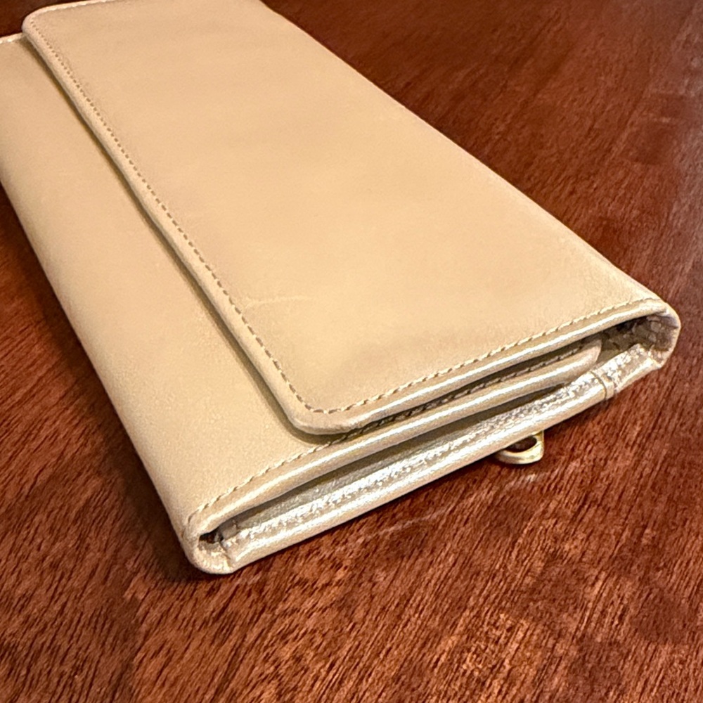 HOBO Gold Metallic Trifold Clutch/Wallet - Picture 6 of 17